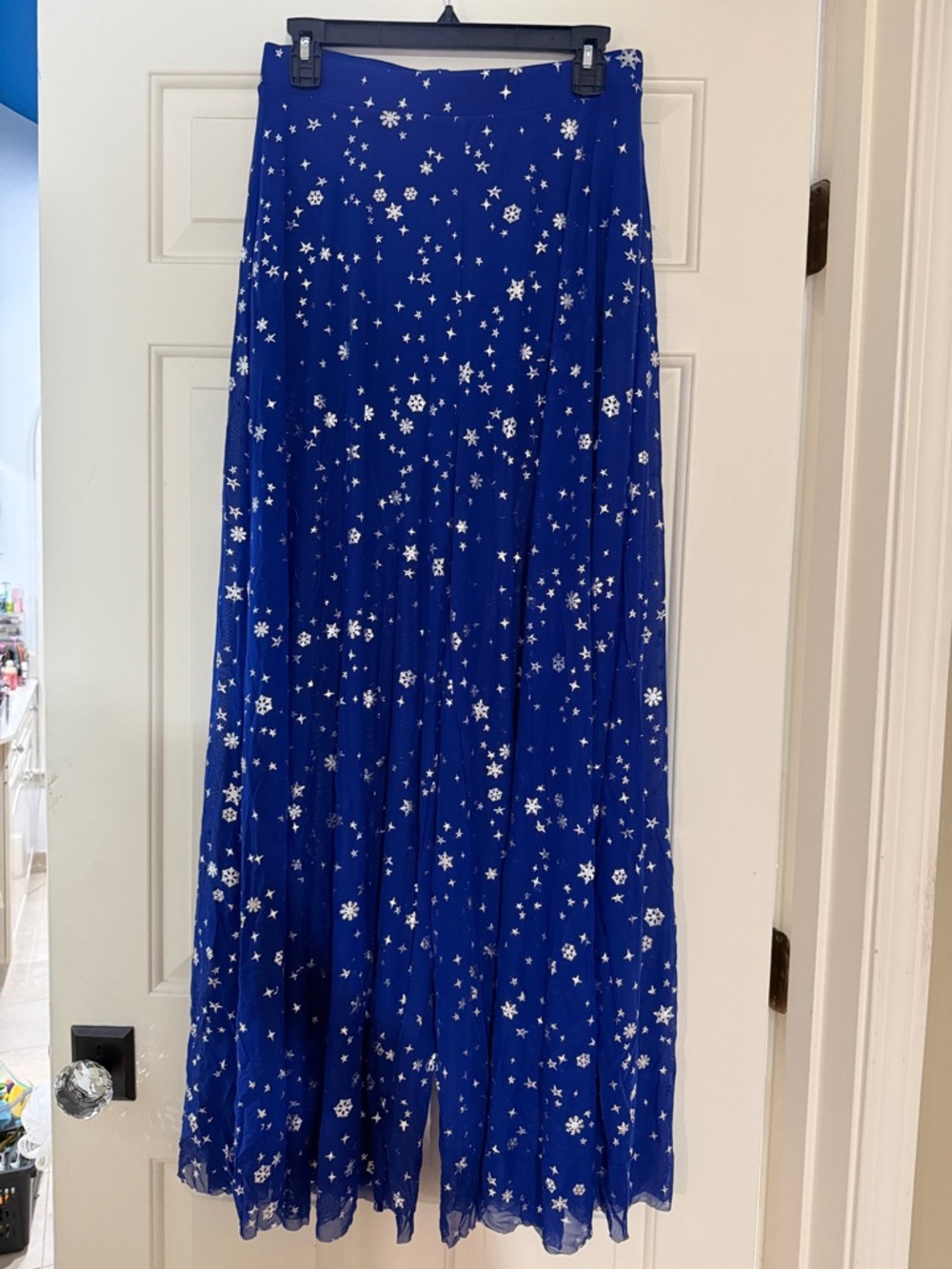Blackmilk Royal Blue Star & Snowflake Translucent Palazzo Pants